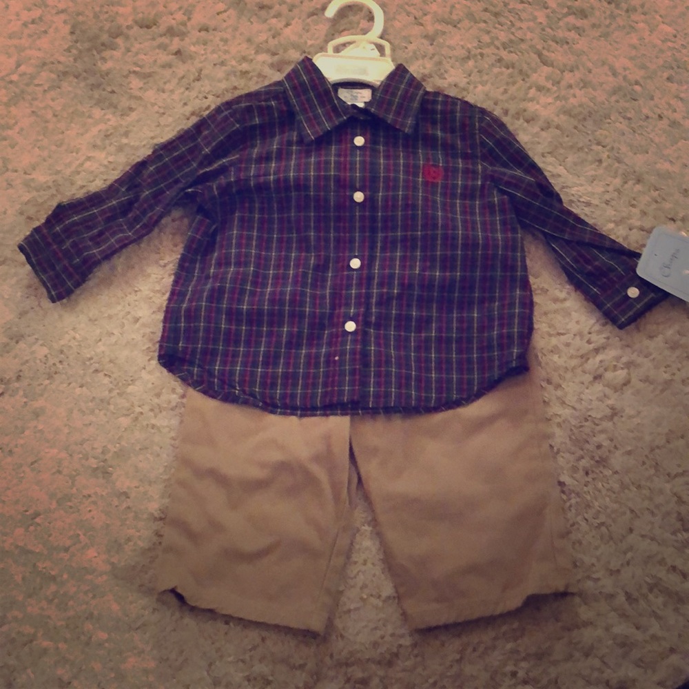 Chaps NWT button-up& pants set!! 9 months